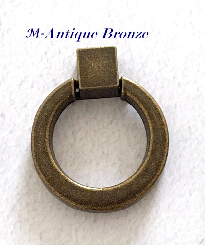 Square & Ring Drop Cabinet Pulls, Gold, Nickel, Bronze, Black