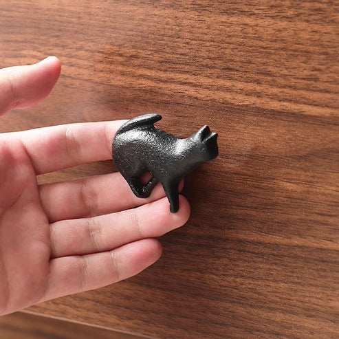 Cat Drawer Knobs, Antique Black, Rustic Hardware, Cast Iron