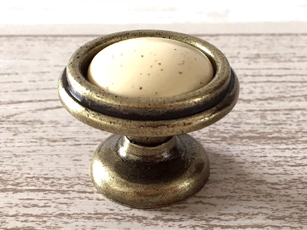 2.25" Centers Vintage Style Drop Bail Drawer Pulls, Cream Antique Bronze