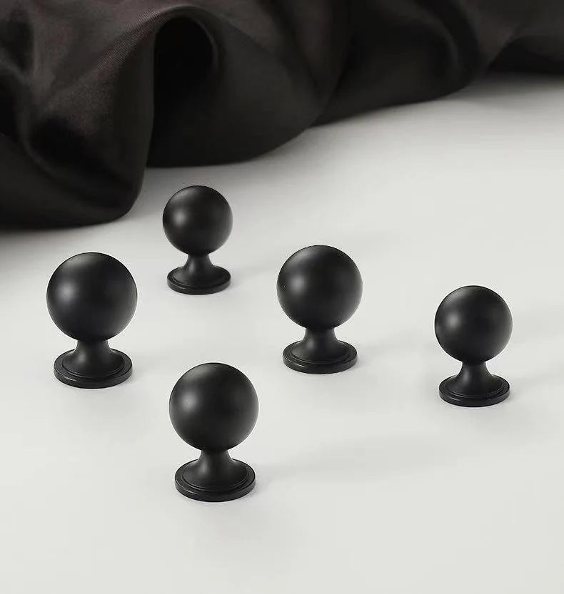 Matte Black Brass Knob Drawer Pulls