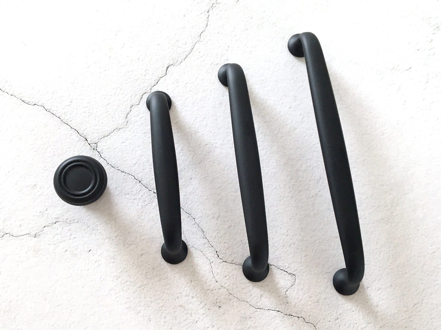 Matte Black Dresser Drawer Pulls in 3-3/4, 5 and 6-1/4 inch centers