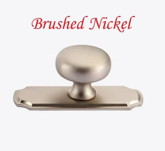 Solid Brass Round Cabinet Knob with Backplate Brushed Gold Nickel Silver Antique Bronze