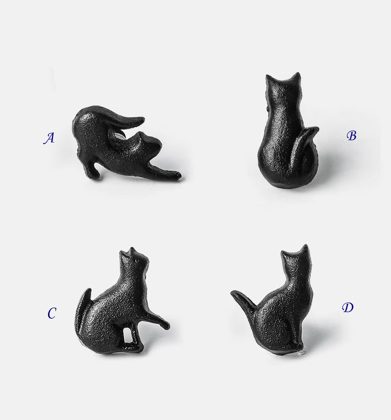 Cat Drawer Knobs, Antique Black, Rustic Hardware, Cast Iron