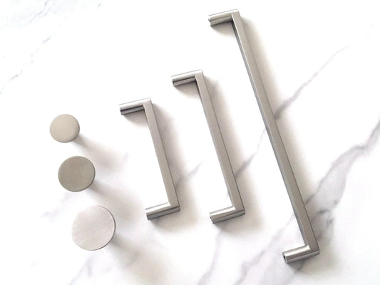 Minimalist Brushed Nickel Cabinet Bar Pulls, Wardrobe Handles, 96 128 224 mm Centers