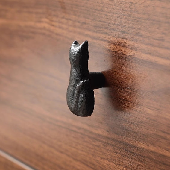 Cat Drawer Knobs, Antique Black, Rustic Hardware, Cast Iron