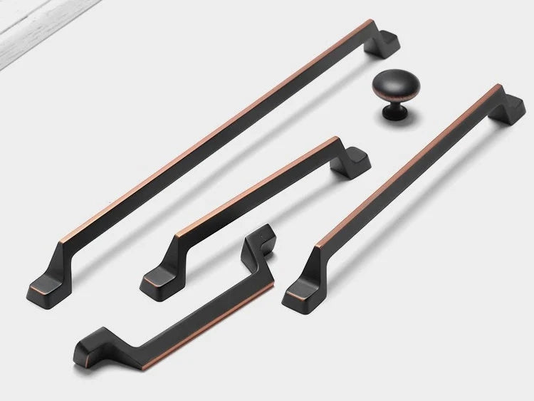 Cabinet Pulls, Matte Black with Copper Highlights, MCM Retro Kitchen Hardware