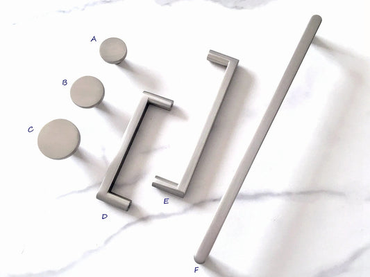 Minimalist Brushed Nickel Cabinet Bar Pulls, Wardrobe Handles, 96 128 224 mm Centers