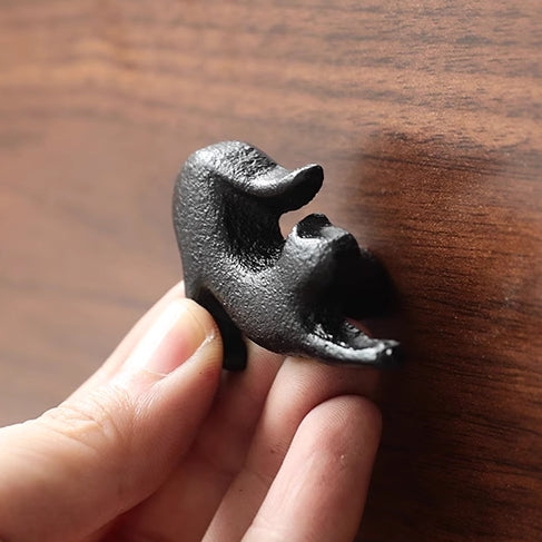 Cat Drawer Knobs, Antique Black, Rustic Hardware, Cast Iron