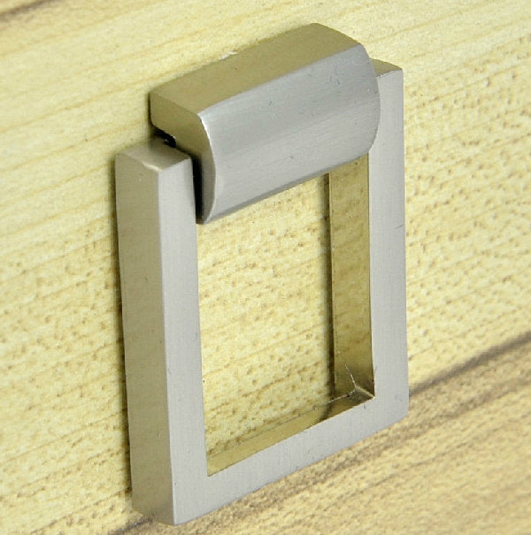 Small Nickel Square Drop Ring Drawer Pulls
