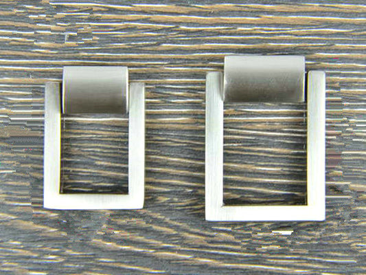 Small Nickel Square Drop Ring Drawer Pulls