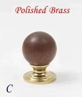 Walnut Brass Cabinet Knob, Pendant Wooden Drawer Pull, Oriental Retro Kitchen Hardware