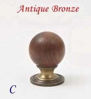 Walnut Brass Cabinet Knob, Pendant Wooden Drawer Pull, Oriental Retro Kitchen Hardware