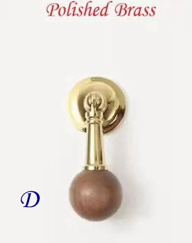 Walnut Brass Cabinet Knob, Pendant Wooden Drawer Pull, Oriental Retro Kitchen Hardware