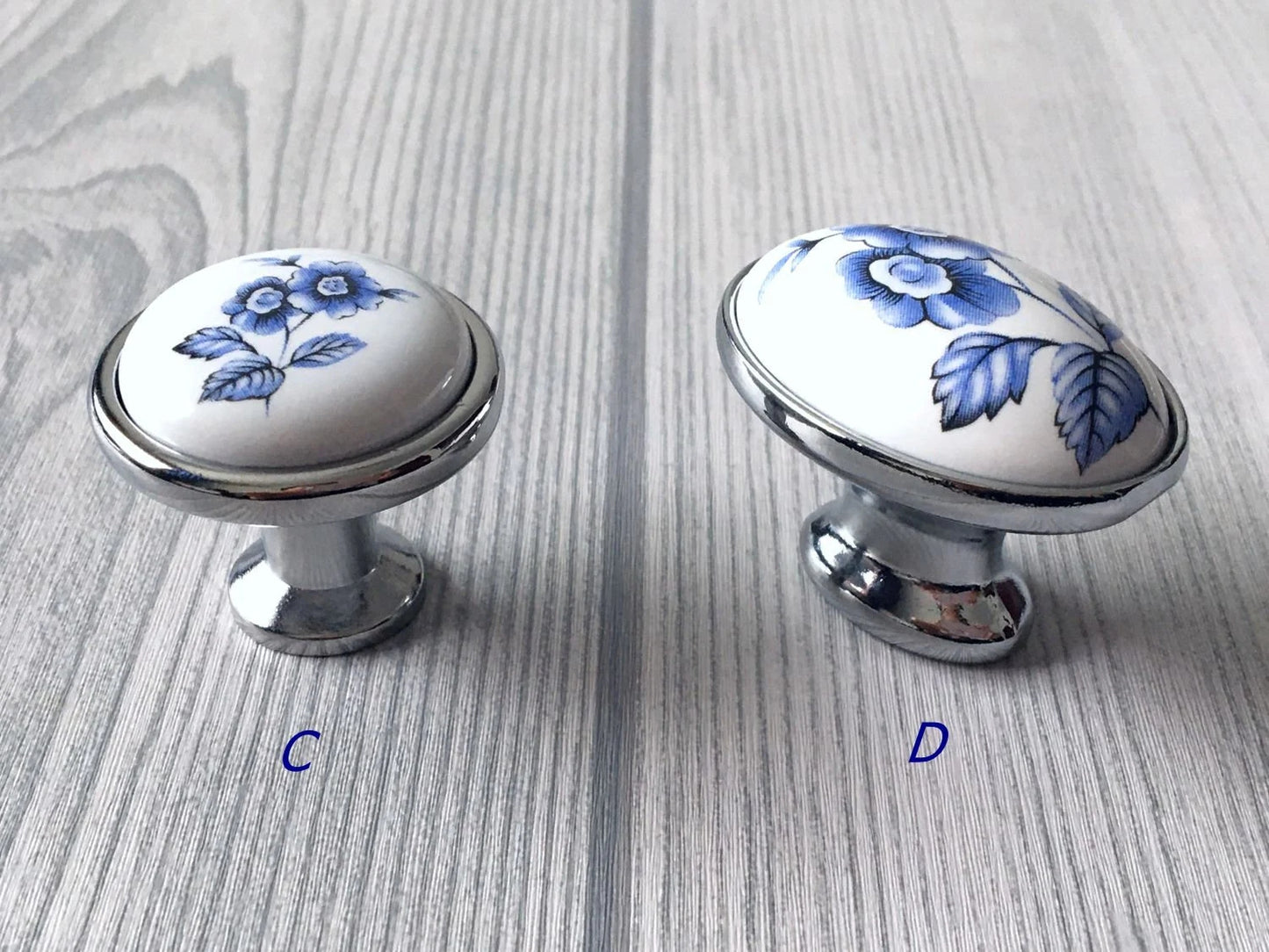 Poignées de tiroir bleues et blanches pour armoires 76 96 128 160 192 mm