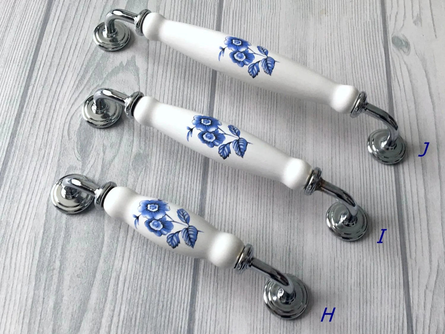 Poignées de tiroir bleues et blanches pour armoires 76 96 128 160 192 mm