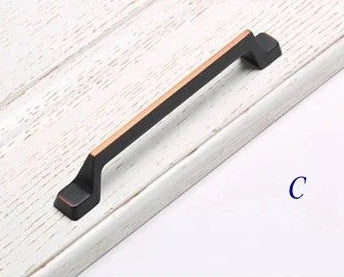 Cabinet Pulls, Matte Black with Copper Highlights, MCM Retro Kitchen Hardware