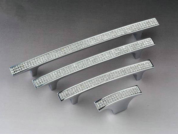 Crystal Drawer Pulls, Rhinestone Cabinet Handles, Polished Chrome, 3.75", 5", 6.25" Center