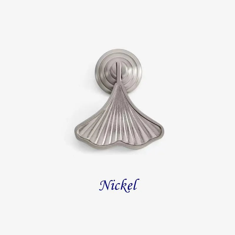 Ginkgo Leaf Drop Drawer Pulls, Solid Brass Pendant Cabinet Knobs, Nickel Gold Chrome Antique Brass