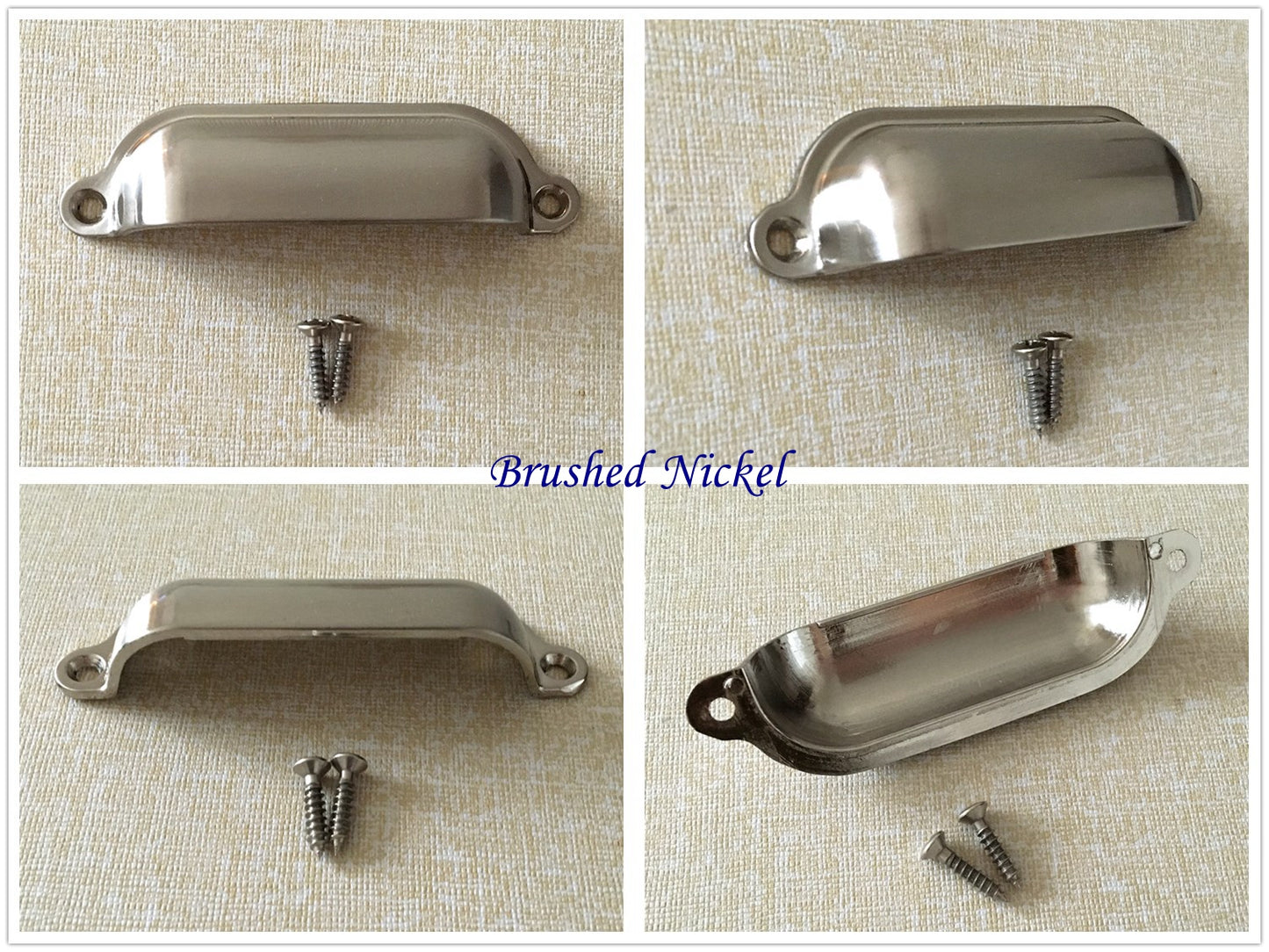 Cabinet Cup Pull Handle, 3.5" Center to Center, Front Screws, Multi Finishes
