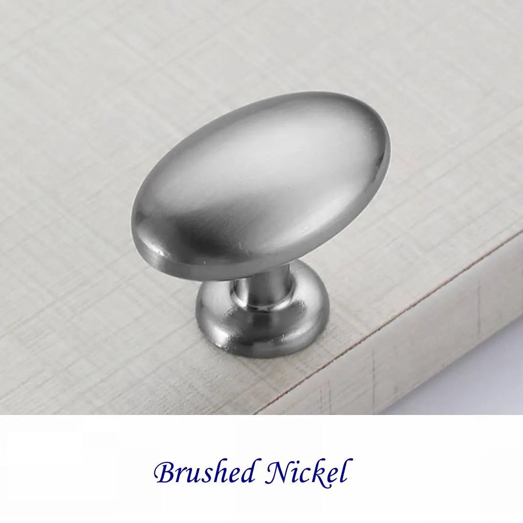 Oval Drawer Knob, Polished Gold Nickel Chrome Bronze, 1.3" Long