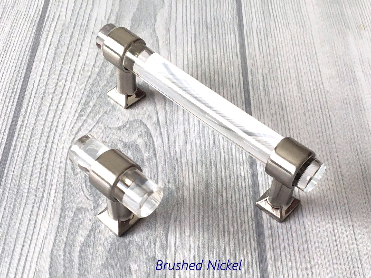 4" 4.25" 4.5" 4.75" Centers, Acrylic Drawer Pull Handles, Lucite Cabinet Hardware