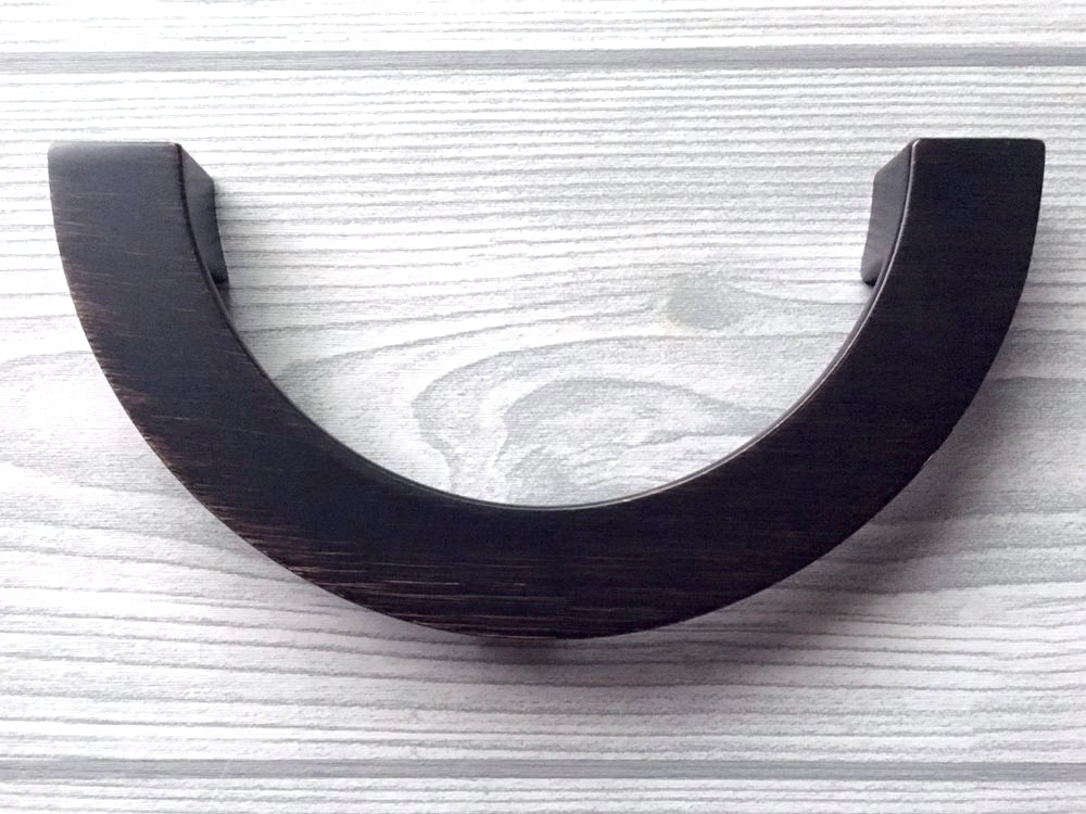Half Circle Cabinet Handles, MCM Drawer Pulls 3.75" 5" Centers, Gold Nickel Black Bronze