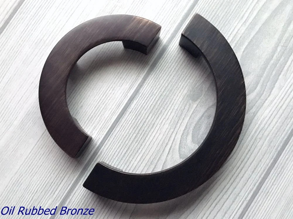 Half Circle Cabinet Handles, MCM Drawer Pulls 3.75" 5" Centers, Gold Nickel Black Bronze