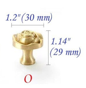 Brass Flower Patterned Knobs, Floral Drawer Pulls, Brushed Gold, Kitchen Cabinet Hardware