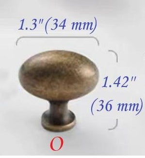 Classic Antique Bronze Cabinet Knob, Solid Brass, Retro Vintage Victorian Rustic Kitchen Hardware