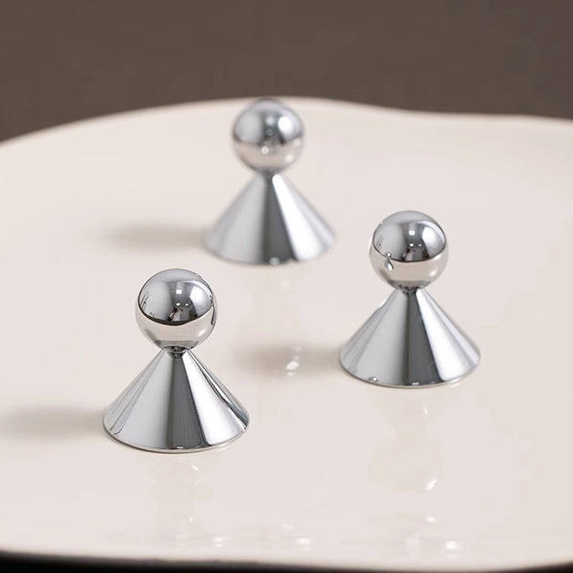 Ball Brass Knob with Conical Base, Drawer Pulls, Chrome Bronze Gold, Scandinavian Kitchen Cabinet Hardware