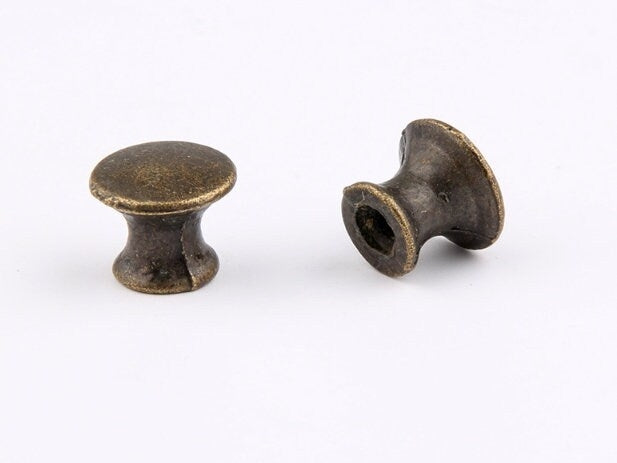1/2" Dia Small Drawer Knob Tiny Rustic Knobs Jewelry Box Pulls Antique Bronze