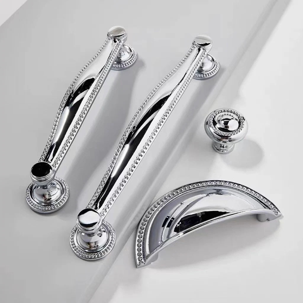 Stylish Polished Chrome Cabinet Handles, Shiny Silver Drawer Cup Pulls