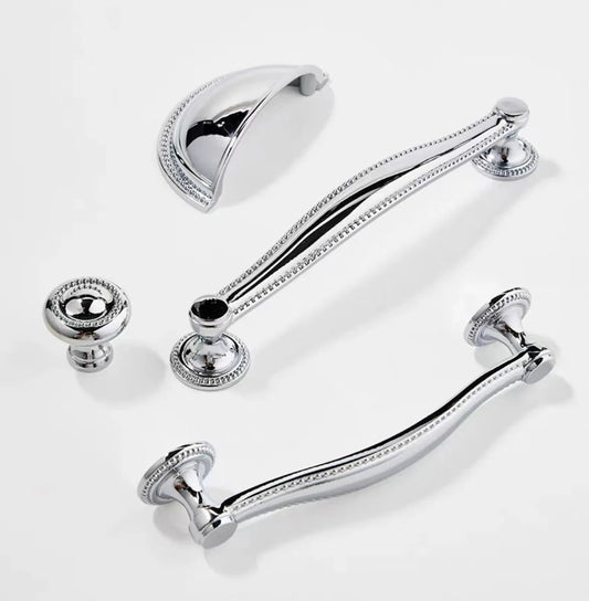 Stylish Polished Chrome Cabinet Handles, Shiny Silver Drawer Cup Pulls