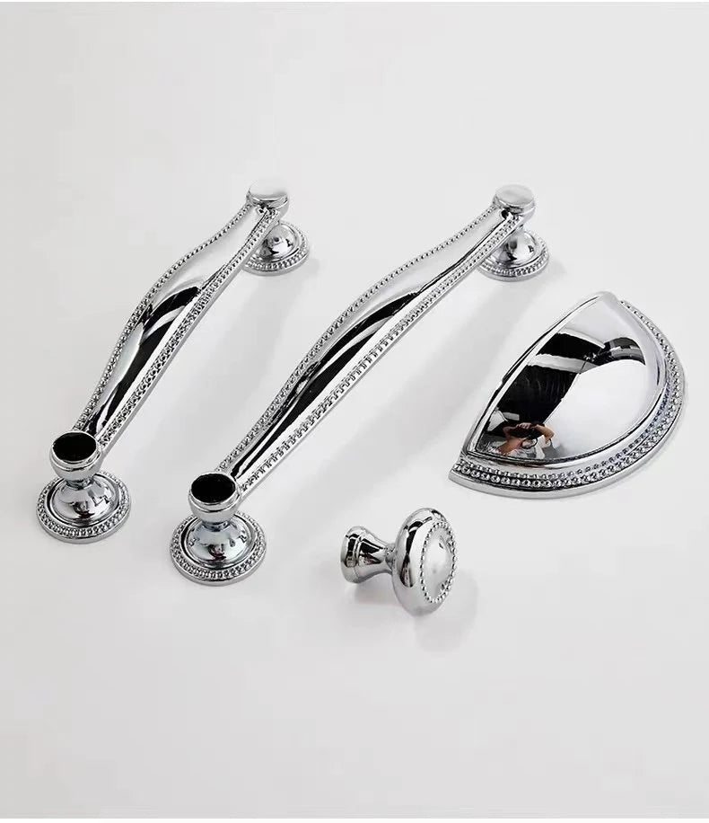 Stylish Polished Chrome Cabinet Handles, Shiny Silver Drawer Cup Pulls