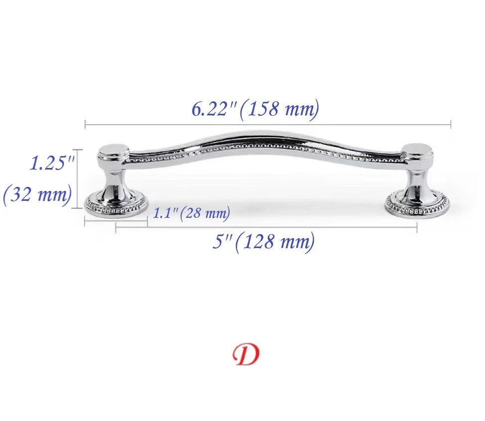 Stylish Polished Chrome Cabinet Handles, Shiny Silver Drawer Cup Pulls
