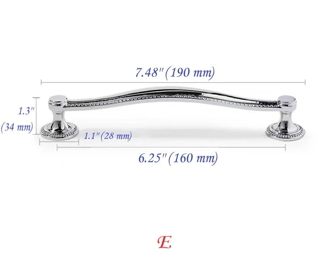 Stylish Polished Chrome Cabinet Handles, Shiny Silver Drawer Cup Pulls
