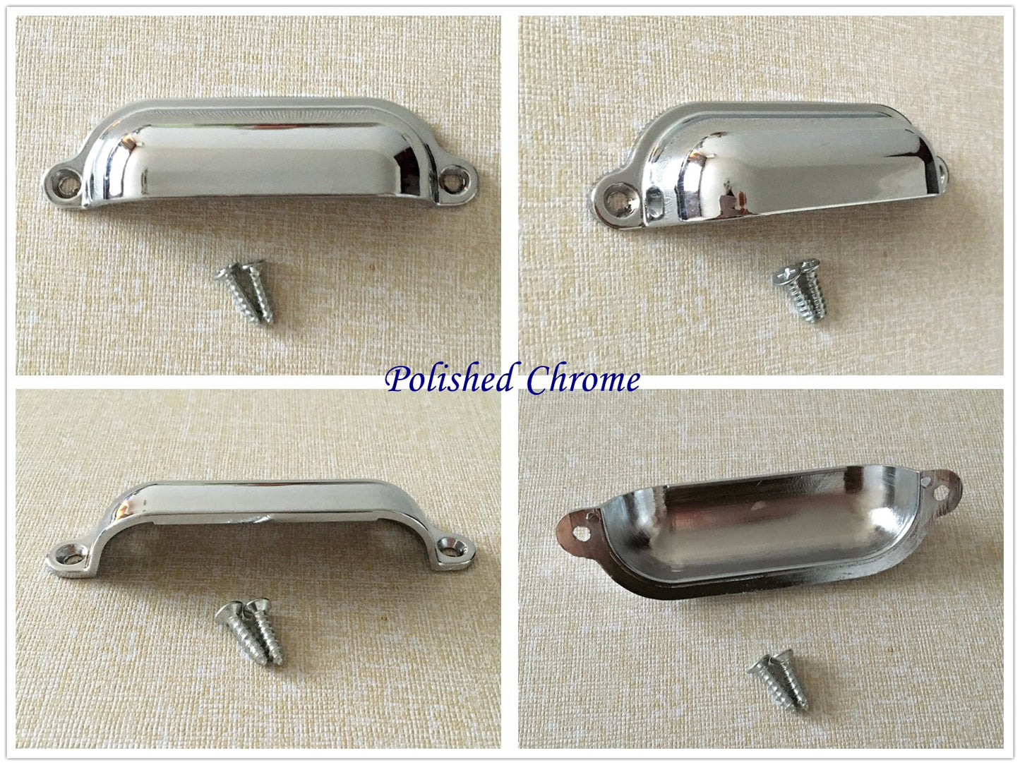 Cabinet Cup Pull Handle, 3.5" Center to Center, Front Screws, Multi Finishes