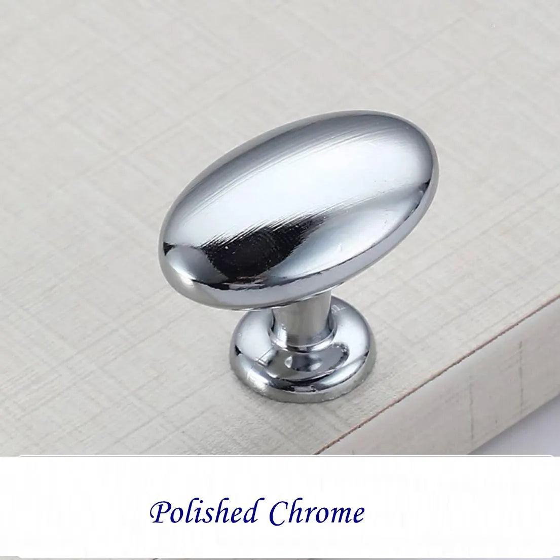 Oval Drawer Knob, Polished Gold Nickel Chrome Bronze, 1.3" Long