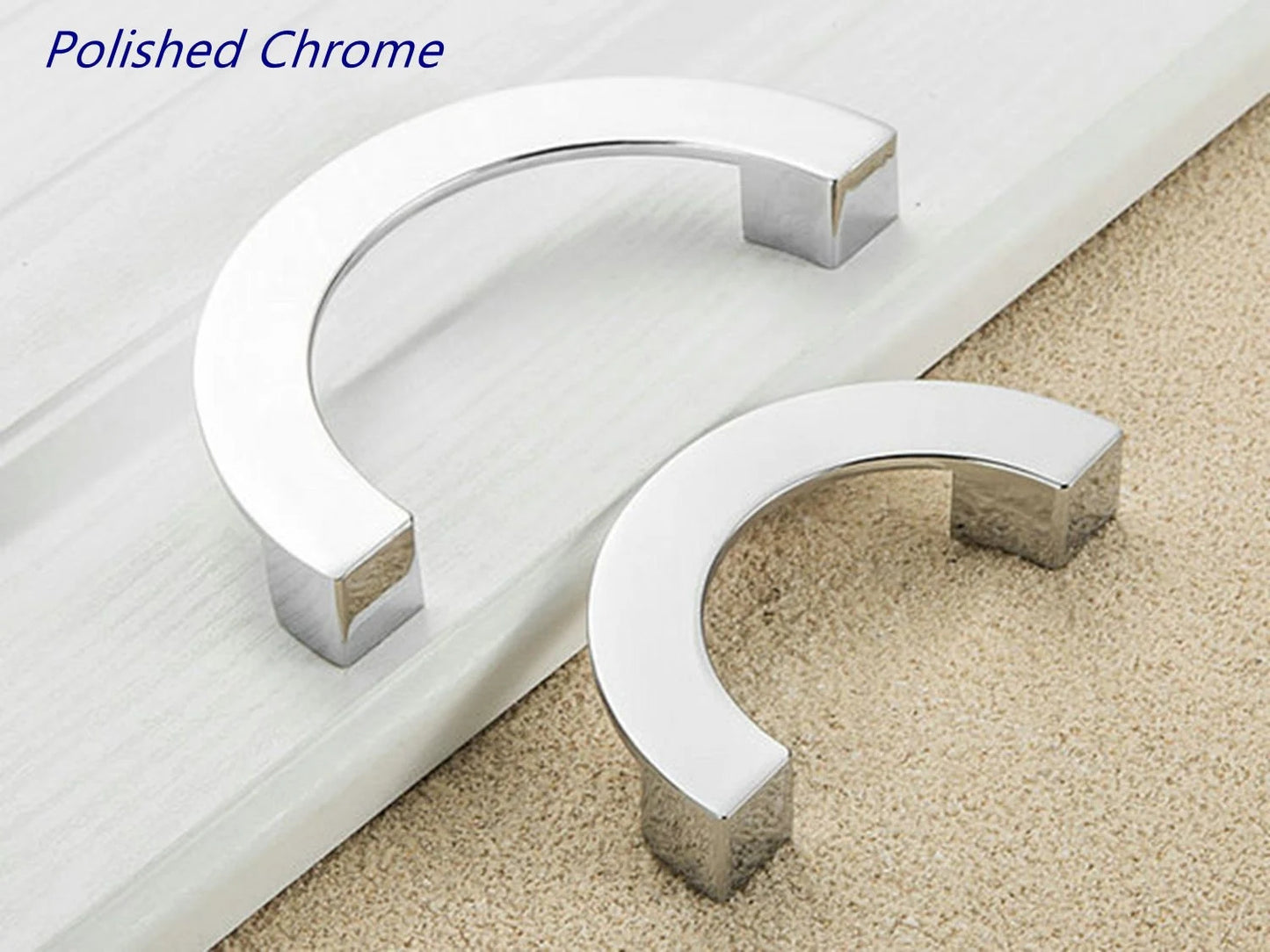 Half Circle Cabinet Handles, MCM Drawer Pulls 3.75" 5" Centers, Gold Nickel Black Bronze