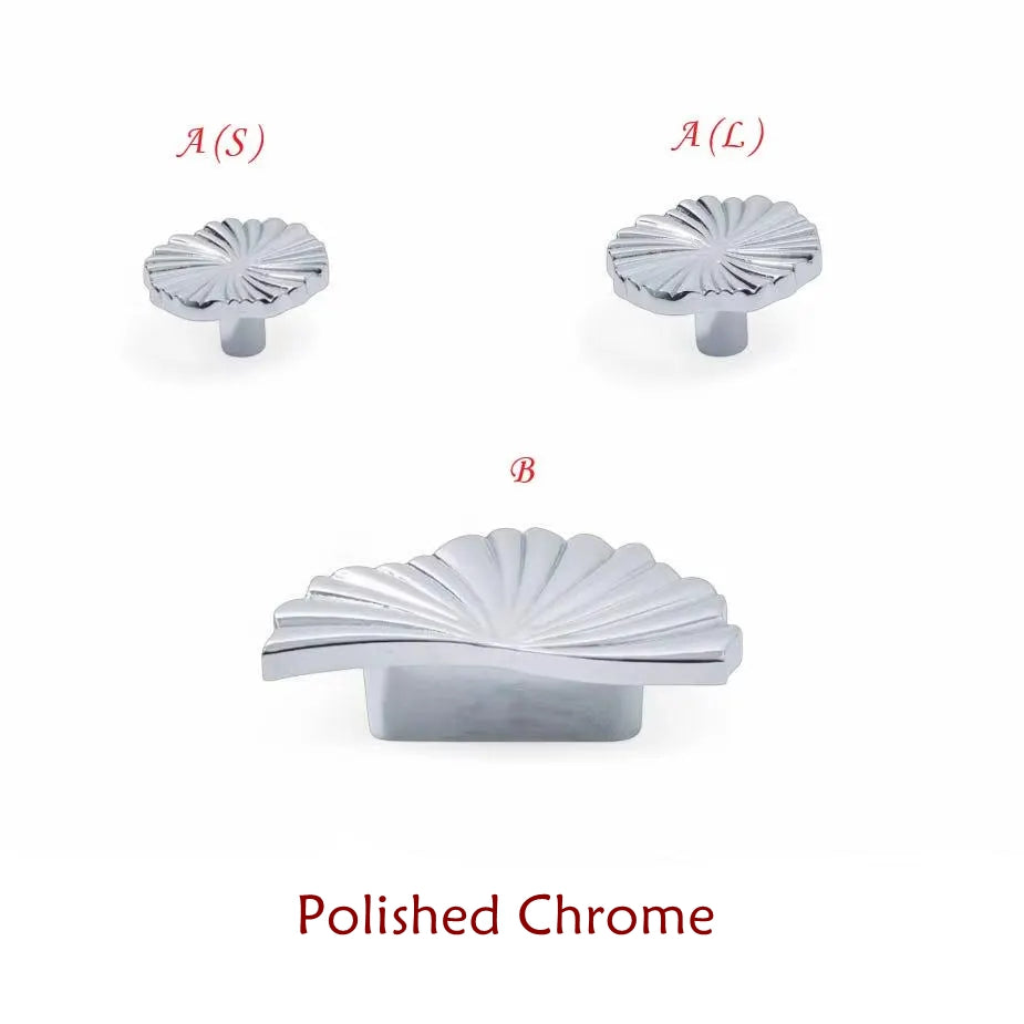 Brass Sunburst Half Circle Drawer Pulls w. Matching Knobs, Contemporary Kitchen Hardware