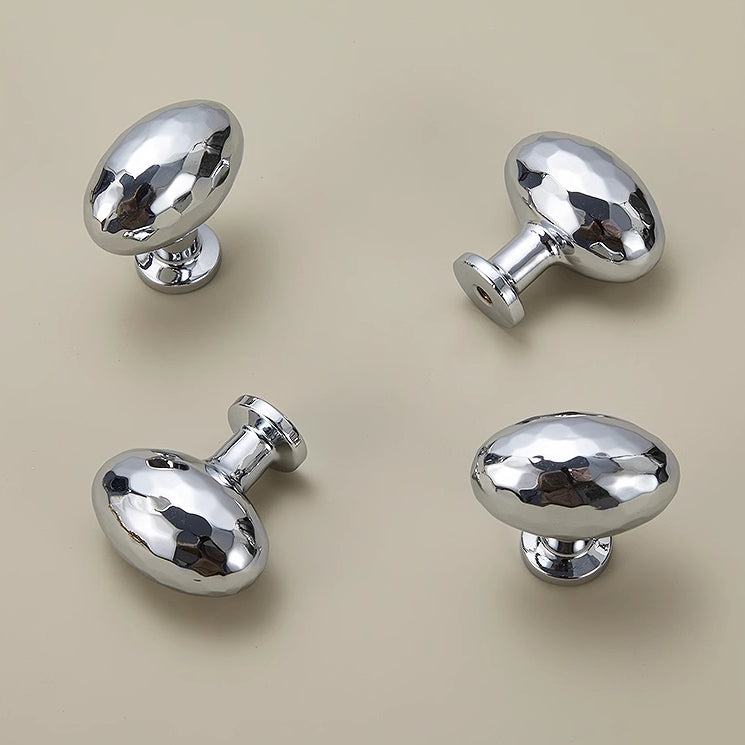 Hammered Brass Knobs, Egg Drawer Pulls, Bronze Gold Silver