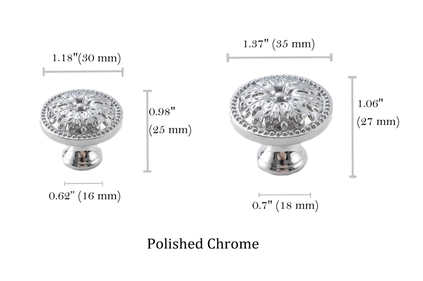 Floral Brass Knobs, Flower Cabinet Pulls, Gold Silver Bronze