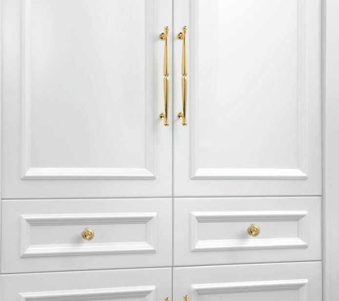 Poignées de tiroir et d'armoire en laiton doré poli | Lynns Hardware