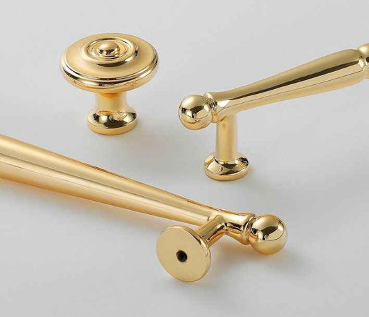 Polished Gold Brass Cabinet Pulls - Classic Drawer Handles