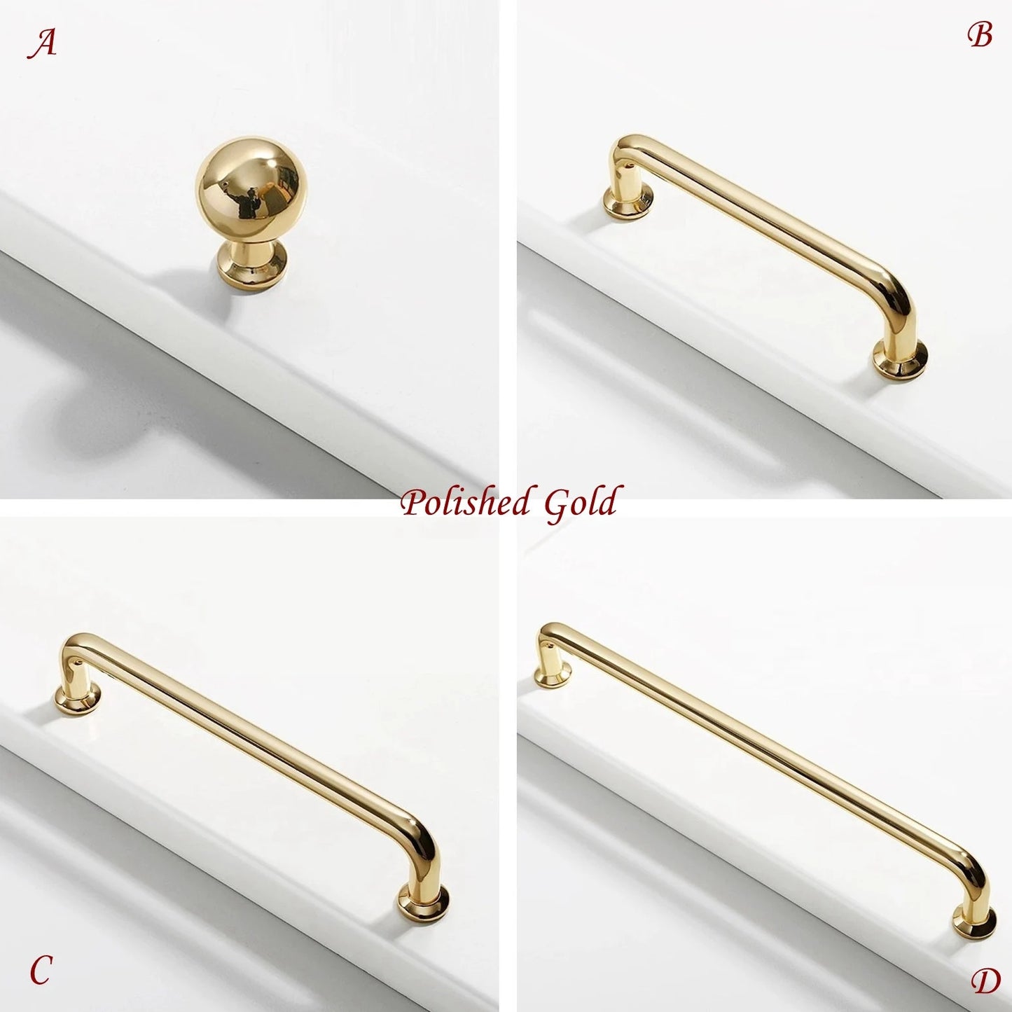 3.75" 5" 7.5" Slim Wire Cabinet Handles, Polished Gold, Brushed Gold, Matte Black