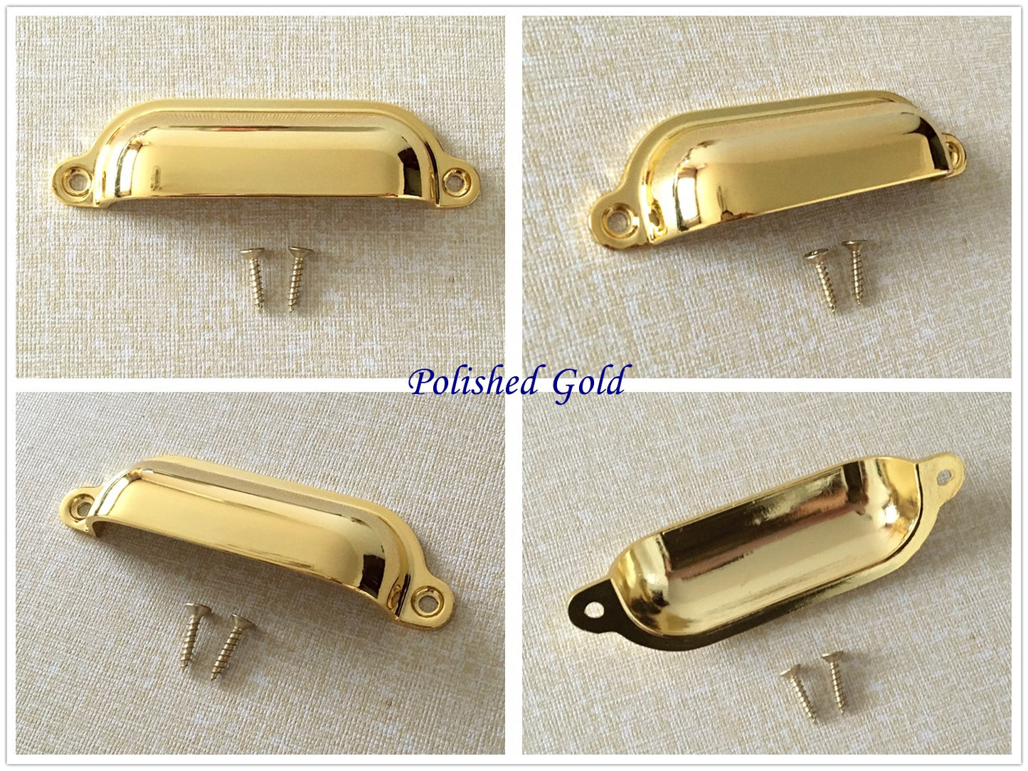 Cabinet Cup Pull Handle, 3.5" Center to Center, Front Screws, Multi Finishes
