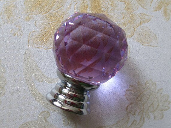 Purple Glass Drawer Knobs, Cabinet Pulls, Diamond Cut, Lila Crystal Kitchen Hardware