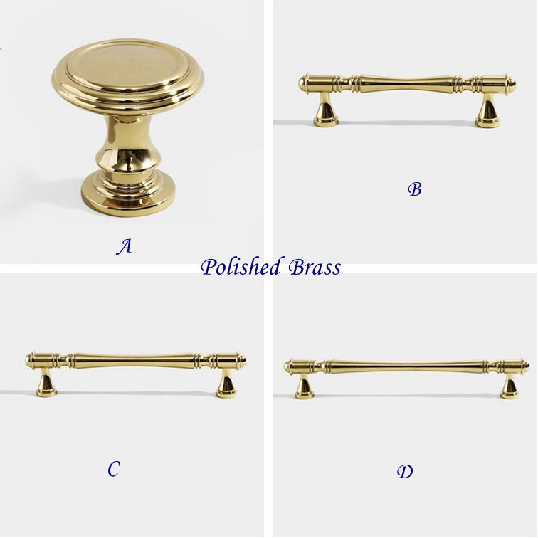 Brass Cabinet Pulls Drawer Knob Kitchen Hardware, Polished Brass, Brushed Brass, Polished Chrome