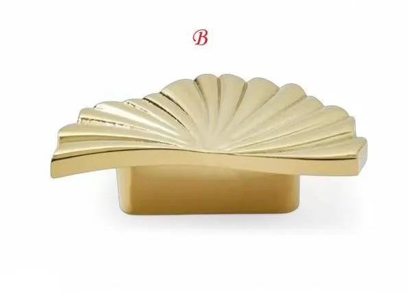Brass Sunburst Half Circle Drawer Pulls w. Matching Knobs, Contemporary Kitchen Hardware