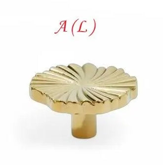 Brass Sunburst Half Circle Drawer Pulls w. Matching Knobs, Contemporary Kitchen Hardware